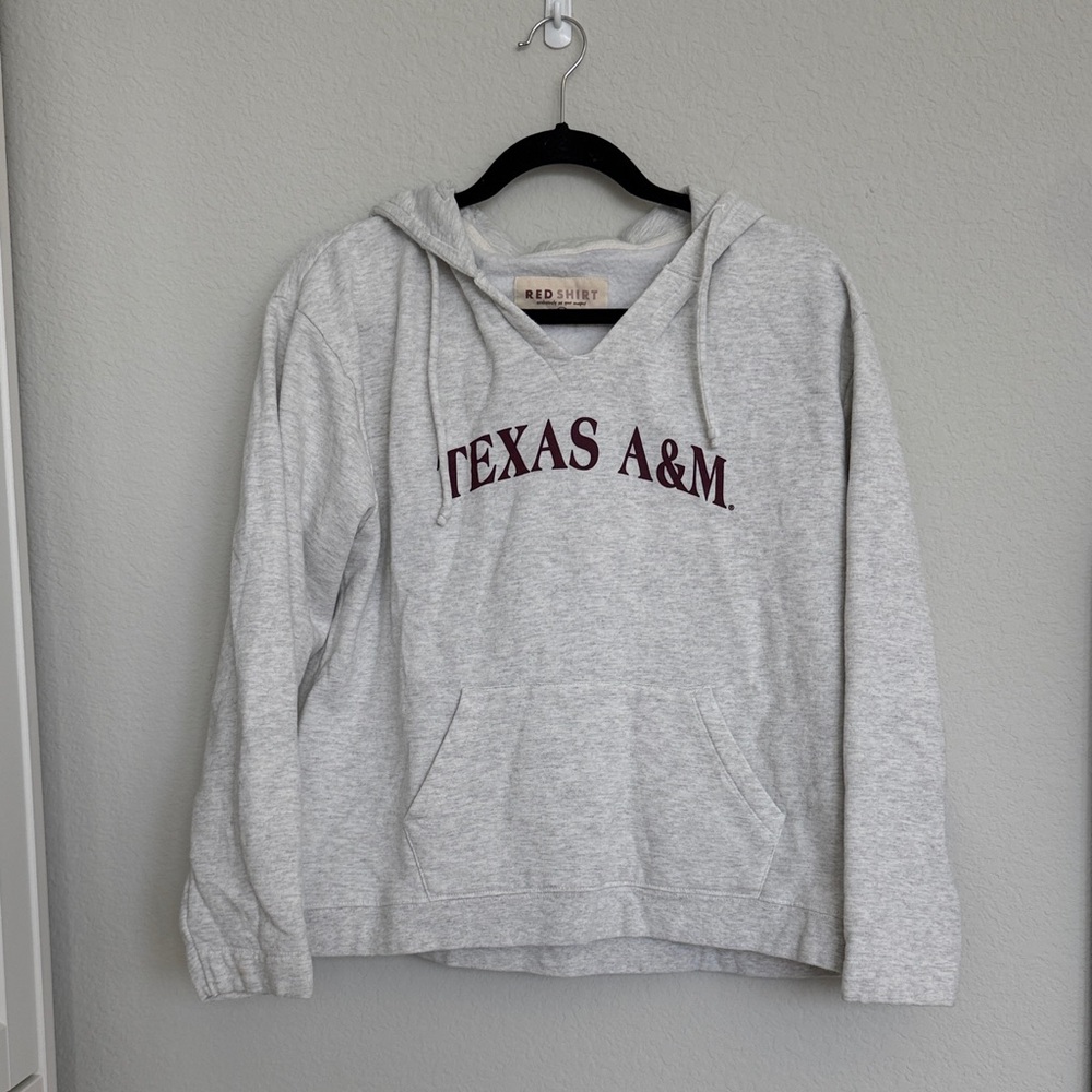 Texas A&M Aggies Grey V-Neck Hoodie Sweatshirt